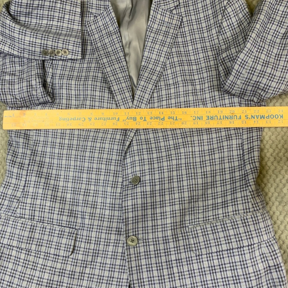 Lauren‎ Ralph Lauren Blazer Mens 44L Blue Plaid Linen Sport Coat 2 Button - Picture 8 of 15